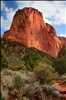 Morning light on a Navaho Sandstone peak in the Kolob Canyon section of Zion National Park